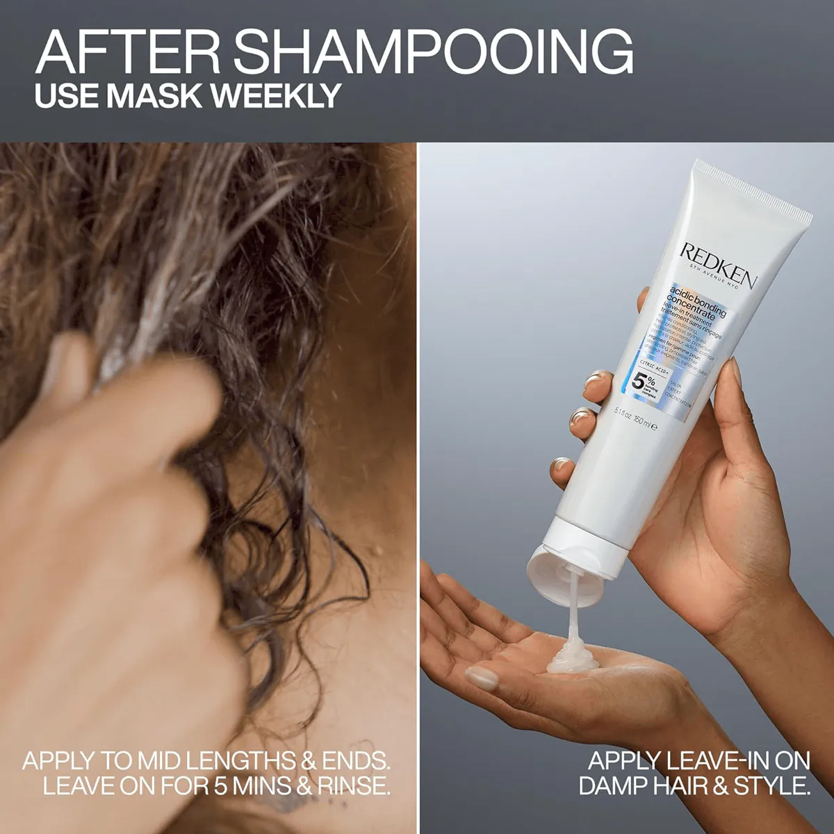 قناع الترابط الحمضي المركز لإصلاح الشعر الجاف والتالف في 5 دقائق من ريدكين - 250 مل
