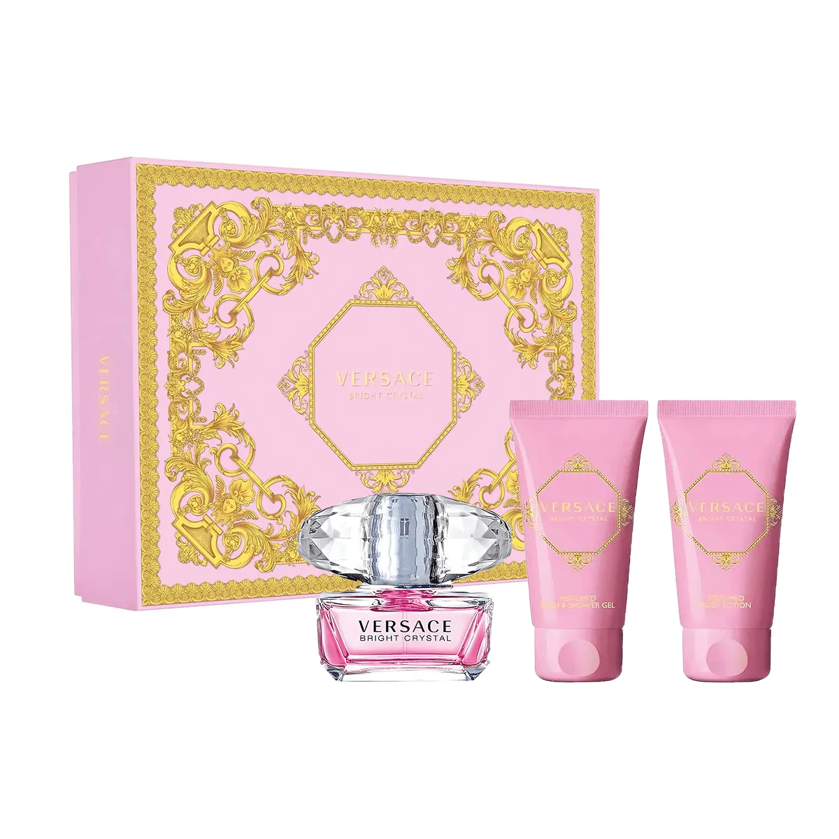 Bright Crystal Set By Versace EDT For Women (EDT 50 ml + Body Lotion 50 ml + Shower Gel 50 ml) - 3 Pieces