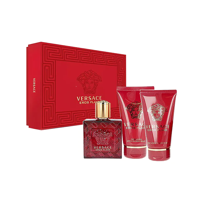 Eros Flame Set By Versace EDP For Men (Eros Flame EDP 50 ml + After Shave Balm 50 ml + Shower Gel 50 ml) - 3 Pieces