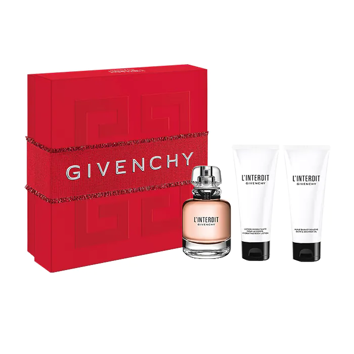 Givenchy L'Interdit Gift Set By Givenchy EDP For Women (Givenchy L'Interdit EDP 80 ML + Body Lotion 75 ML + Bath & Shower Oil 75 ML) - 3 Pieces