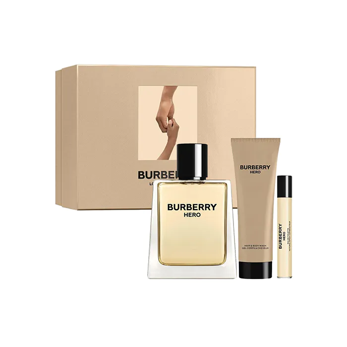 مجموعة هيرو من بربري أو دو تواليت للرجال (عطر أو دي تواليت 100 مل + 10 مل + شامبو للشعر والجسم 75 مل) - 3 قطع