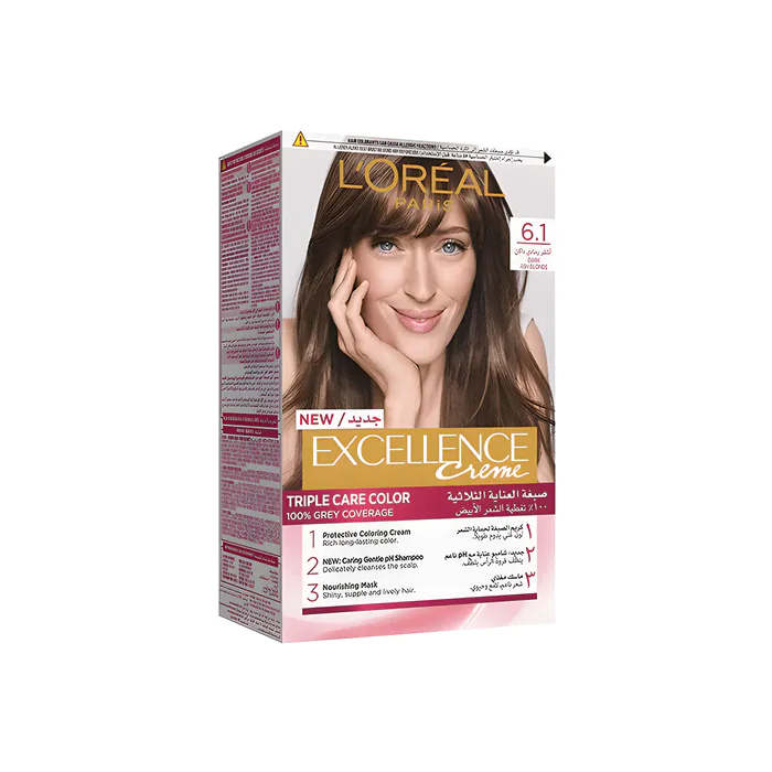 L'Oreal Paris Excellence Crème Permanent Hair Color Dark Ash Blonde 6.1